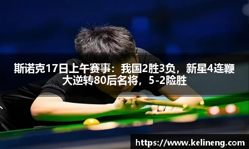 斯诺克17日上午赛事：我国2胜3负，新星4连鞭大逆转80后名将，5-2险胜